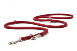 Maul Lederleine Rundgenäht -Wuff Wohnen Verkäufe 2184 Hundeleine rungenaeht rot silber