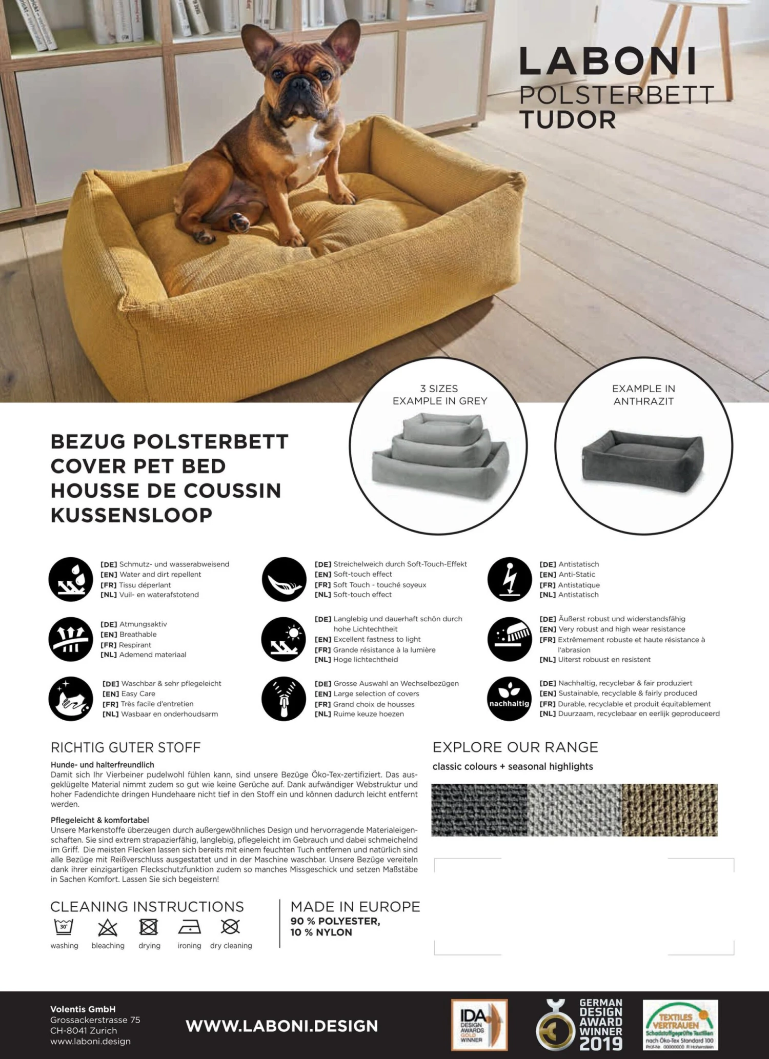 Laboni Bezug Hundebett CLASSIC Möbelstoff TUDOR 8 Laboni Bezug Hundebett CLASSIC Möbelstoff TUDOR – Bild 6