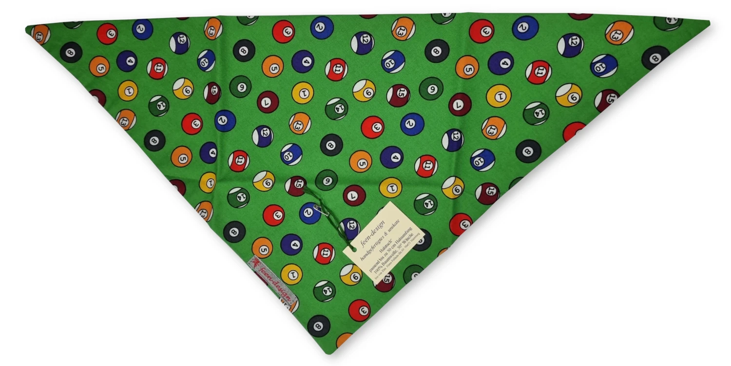 Feen-Design Halstuch Für Hunde Grün Mit Billard-Kugeln 3 Feen-Design Halstuch Für Hunde Grün Mit Billard-Kugeln
