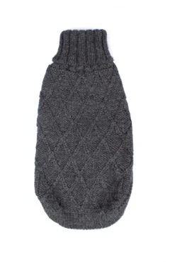 Alqo Wasi Hunde-Pullover Diamond Cable Knit - Charcoal