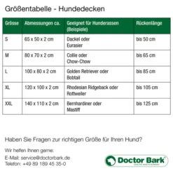 Doctor Bark Hundedecke -Wuff Wohnen Verkäufe groessentabelle hundedecken doctorbark 2100x2100braun 400