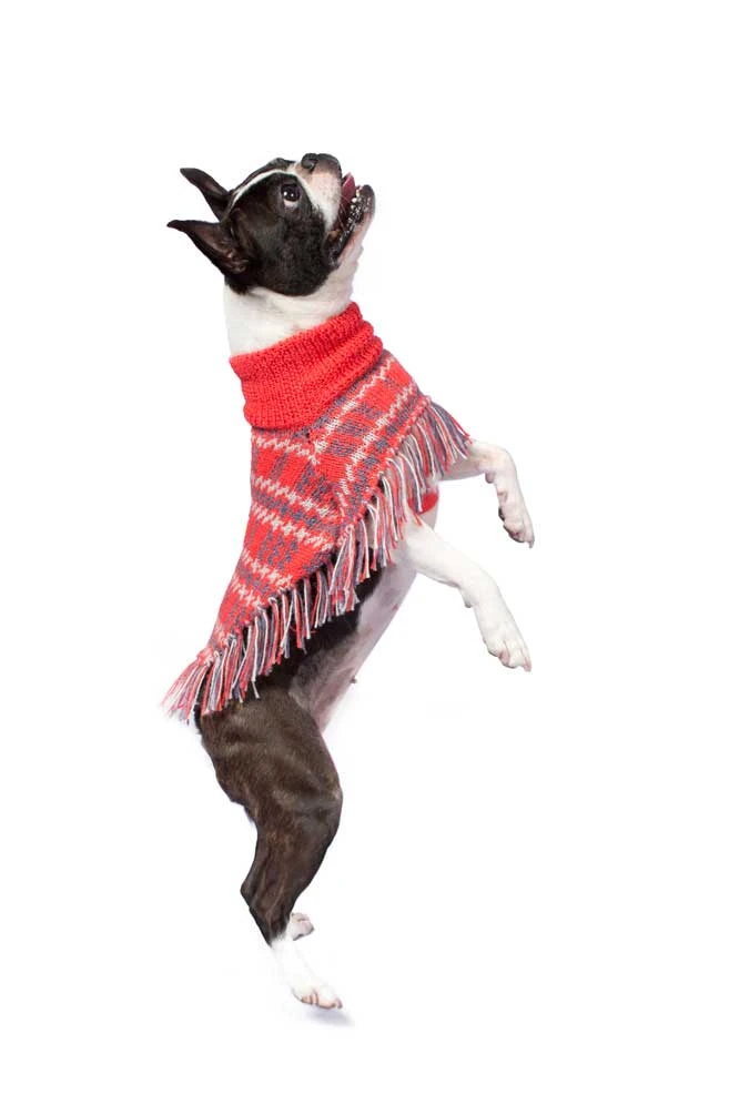 Alqo Wasi Hunde-Pullover Poncho Plaid Coral XS 4 Alqo Wasi Hunde-Pullover Poncho Plaid Coral XS – Bild 2